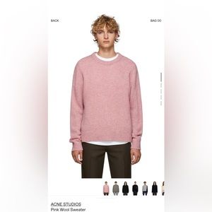 Acne studio pink 100% wool sweater